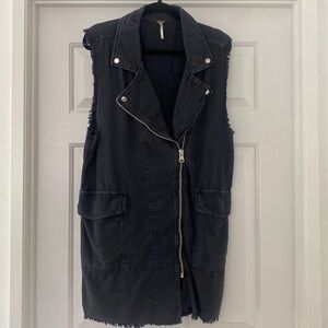 Free People Black Denim Cargo Dress